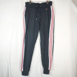 Tommy Hilfiger Joggers Men’s S Black Sweatpants Side Stripe Logo Drawstring
